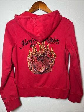 Harley-Davidson Red Zip-Up Hoodie with Winged Logo